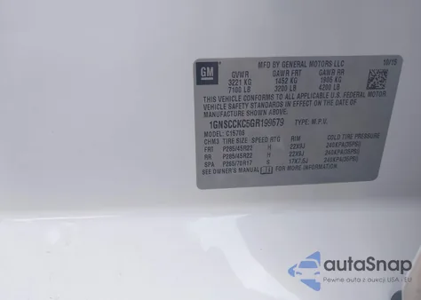 2016 Chevrolet Tahoe Ltz z USA, uszkodzony, nr VIN 1GNSCCKC5GR199679